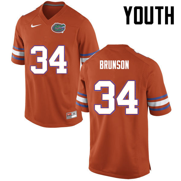 Youth Florida Gators #34 Lacedrick Brunson College Football Jerseys-Orange - Click Image to Close